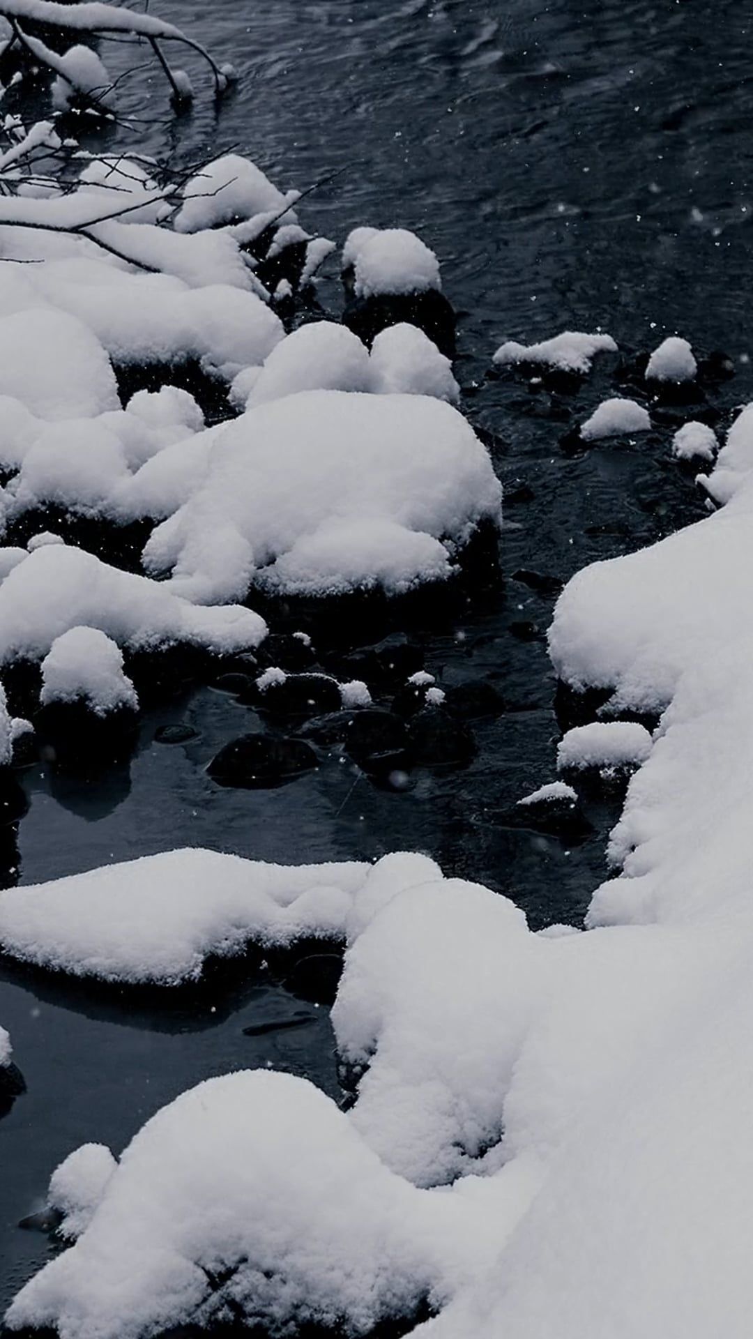 Snow Covered Rocks by a Flowing Creek Free Stock Video Footage, Royalty ...
