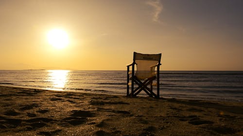 Sunlight over Beach Chair on Beach