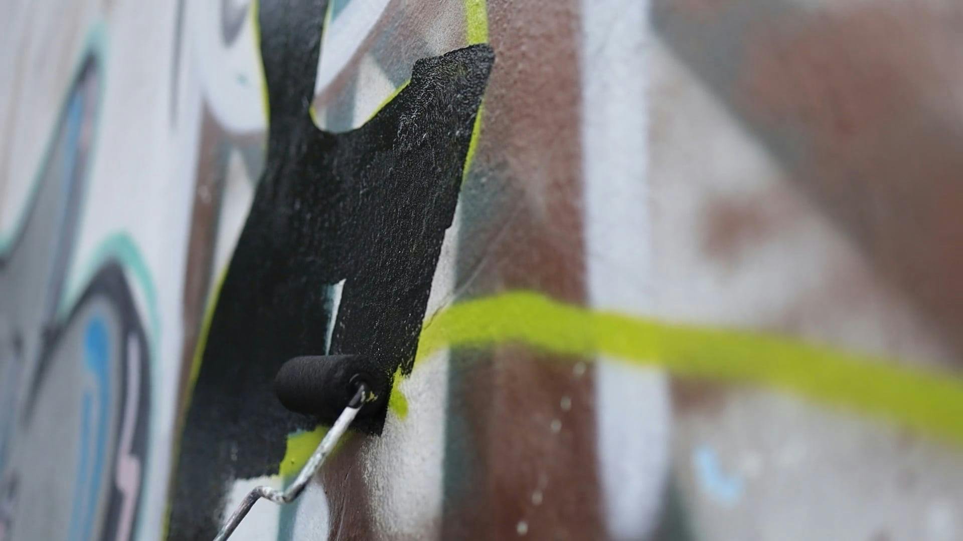 Painting over Graffiti on Wall Free Stock Video Footage, RoyaltyFree