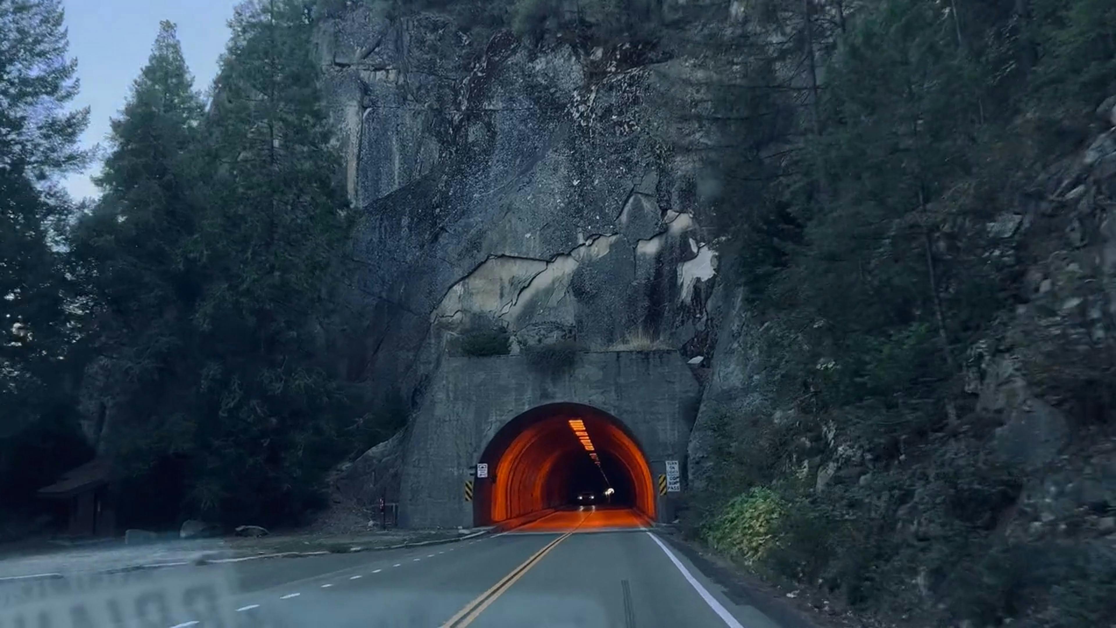 Point of View of a Car Driving through Wawona Tunnel at Yosemite National Park Free Stock Video