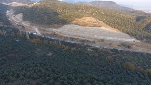 Road Among Hills in Birds Eye View