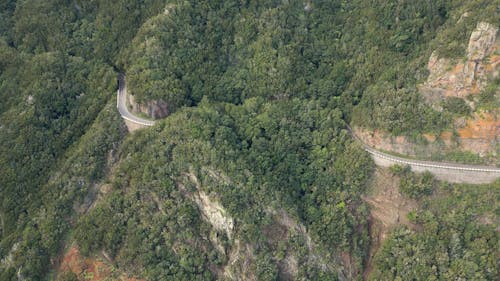 Cars on Curvy Road on Mountainside