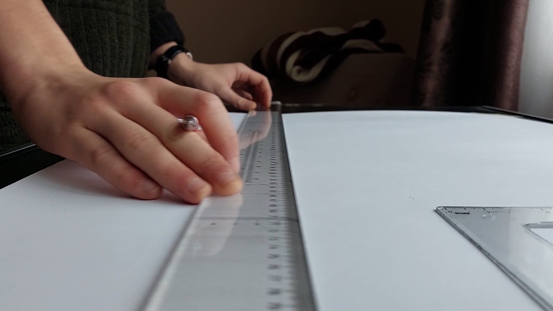 Close up View of a Person Using a Transparent Ruler Free Stock Video ...