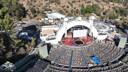 Drone Footage of the Hollywood Bowl Amphitheater in Los Angeles, California 