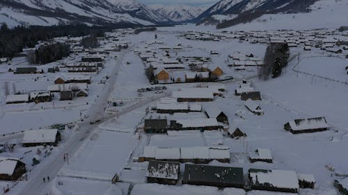 Town in Mountains in Winter