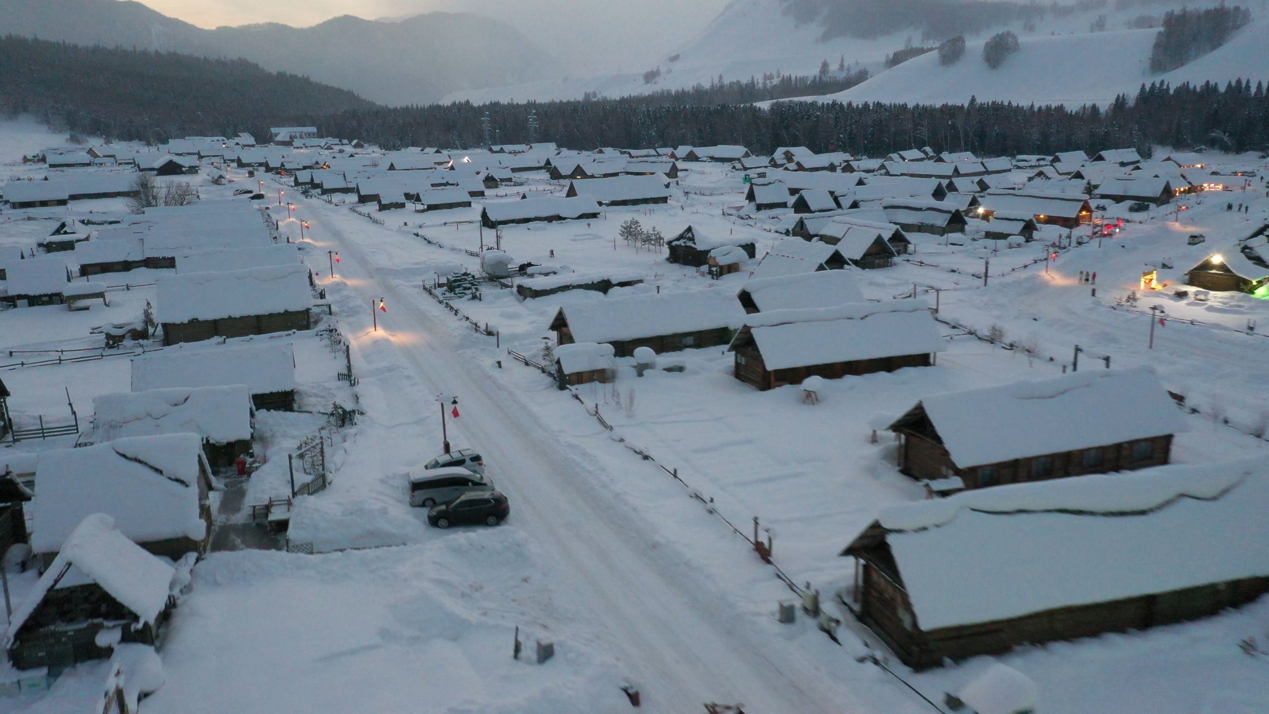 Streets in Town in Winter Free Stock Video Footage, Royalty-Free 4K ...