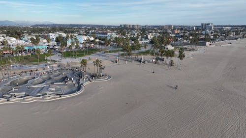 Drone View of Venice Beach in Los Angeles, California 