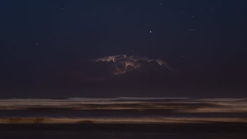 Time Lapse of a Thunderstorm Forming over the Ocean at Night 