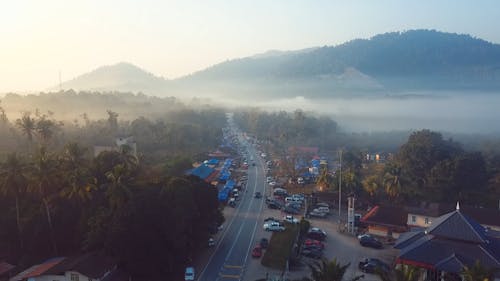 Fog over Forest near Village