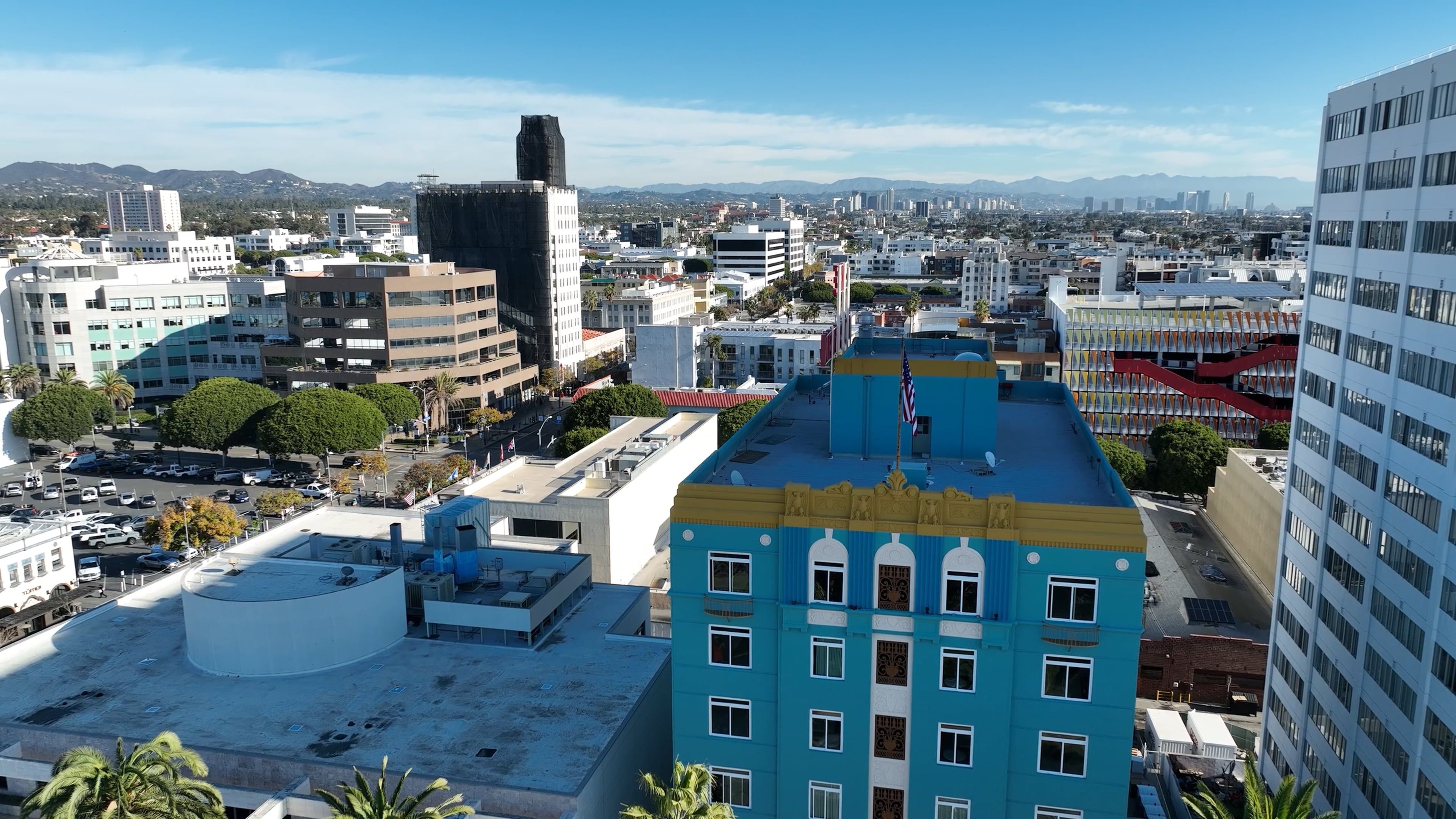 Drone Footage of a Blue Building Free Stock Video Footage, Royalty-Free ...
