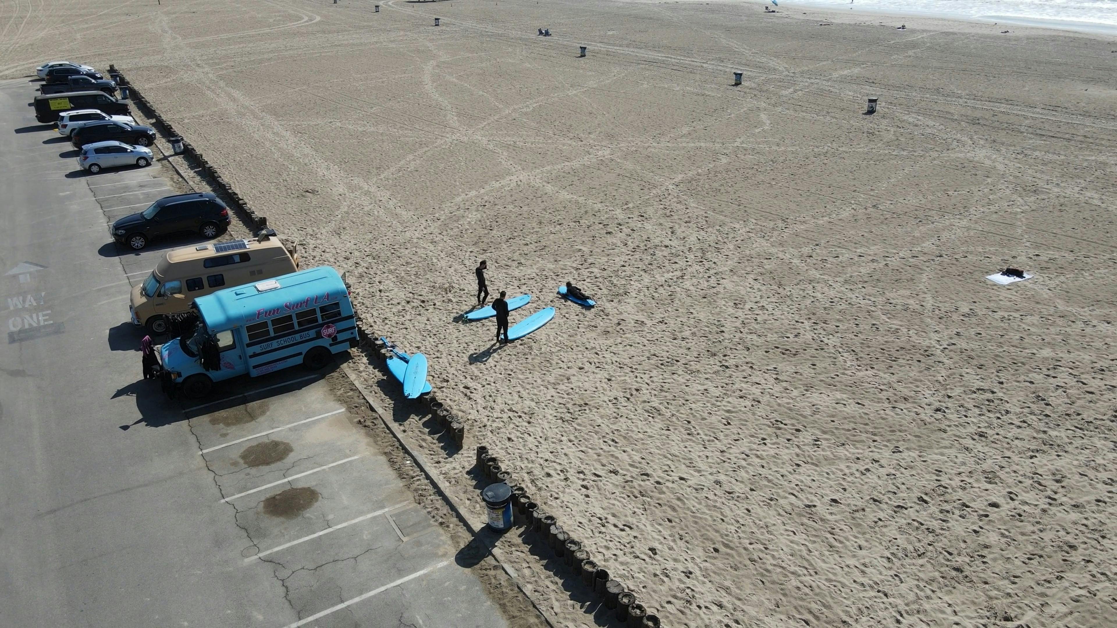 Drone Footage of Venice Beach in Los Angeles, California Free Stock