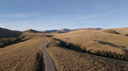 Drone Footage of a Road in the Bucegi Mountains, Romania 