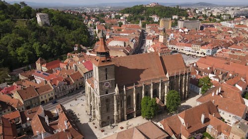 Drone Footage of the Black Church of Brașov, Romania 