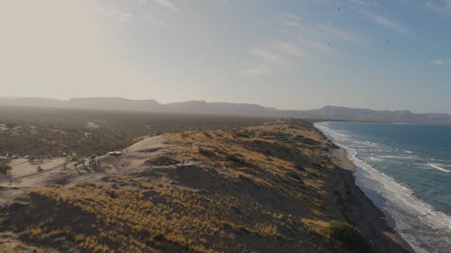 Drone Footage of People on the Sand Dunes of La Paz, Mexico