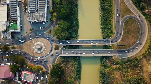 道路と交通の航空写真