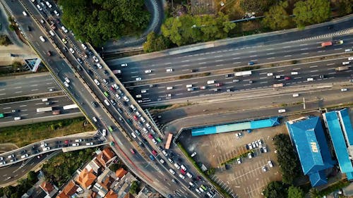 Aerial View Of A Busy Freeway