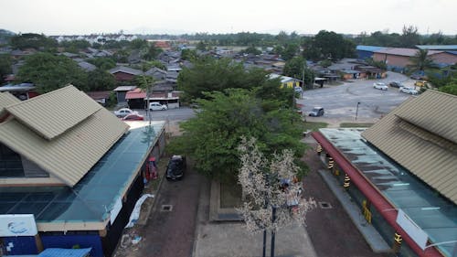 Drone Flying above a Residential Area