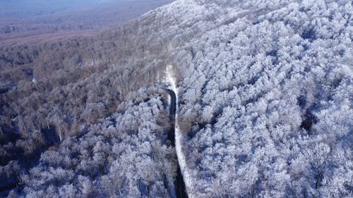 A Drone Shot Of a Frozen Mountain