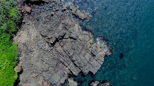 A Drone Footage of a Rocky Shore