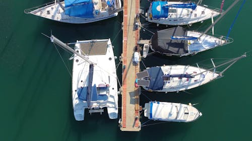Top View of Docked Boats at the Marina of Ashdod, Israel 