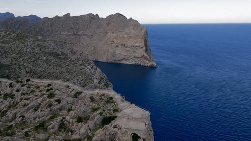 Drone Footage of Coastal Mountains in Mallorca, Spain 