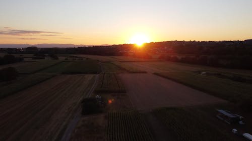 Drone Footage of a Sunset in the Countryside
