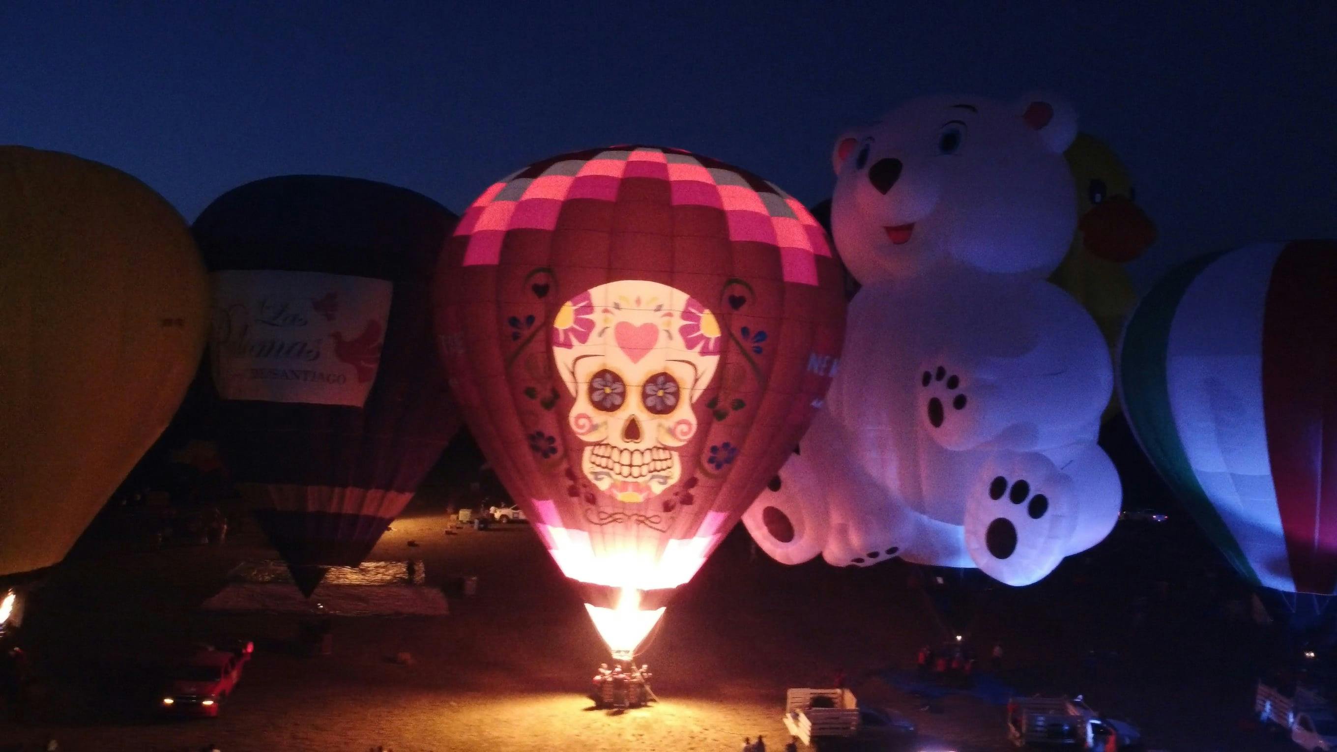 An Aerial Footage of Hot Air Balloons at Night Free Stock Video Footage