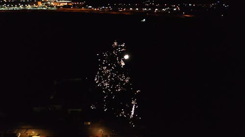 Drone View of Fireworks Exploding during New Year's Celebrations
