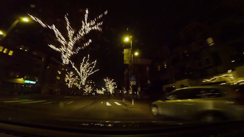 Driving around the City during New Year's Celebrations 