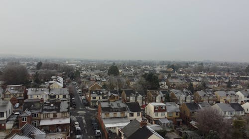 Drone Footage of a Residential Area on a Winter Day 