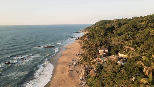 An Aerial Footage of a Beach Resort