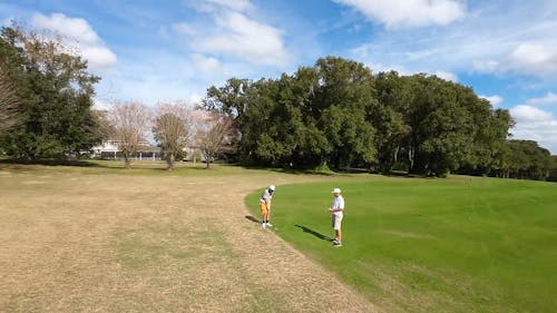 Drone Footage of Golfers Playing at a Sports Complex 