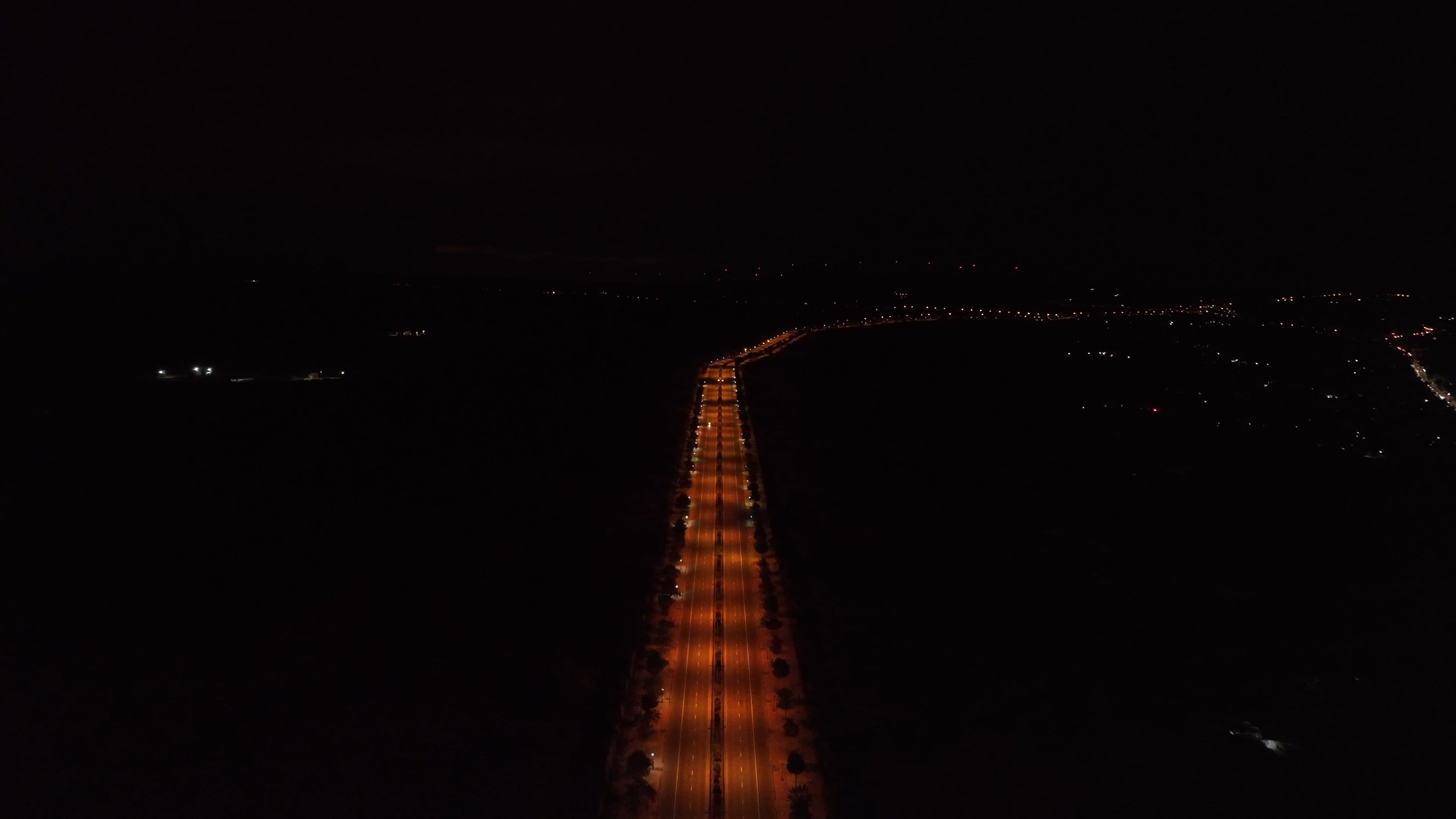 A Drone Footage of a Highway Road at Night Free Stock Video Footage ...