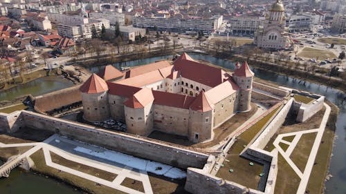 Drone Footage of Făgăraș Citadel in Brașov County, Romania.