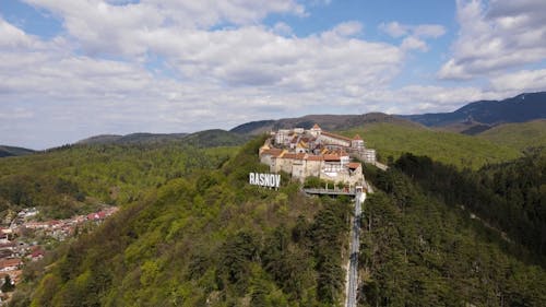 Drone Video of Râșnov Fortress in Romania