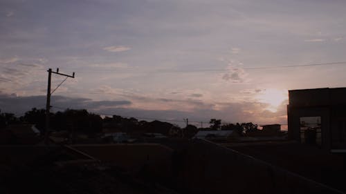 Time Lapse of Moving Clouds over a City at Sunset 