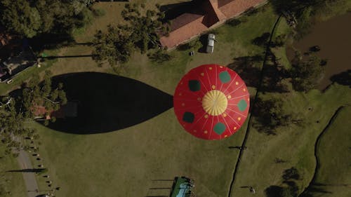 Aerial View of a Hot Air Balloon at a Country Club 