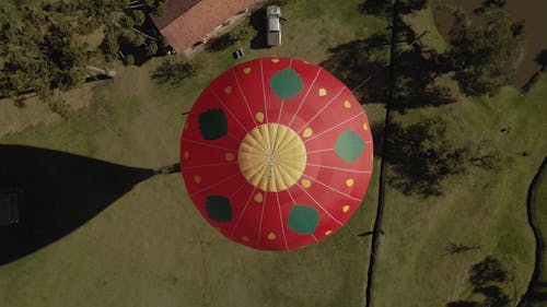 Top View of a Hot Air Balloon Taking off 