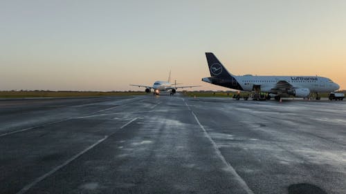 An Airplane Departing on Runway