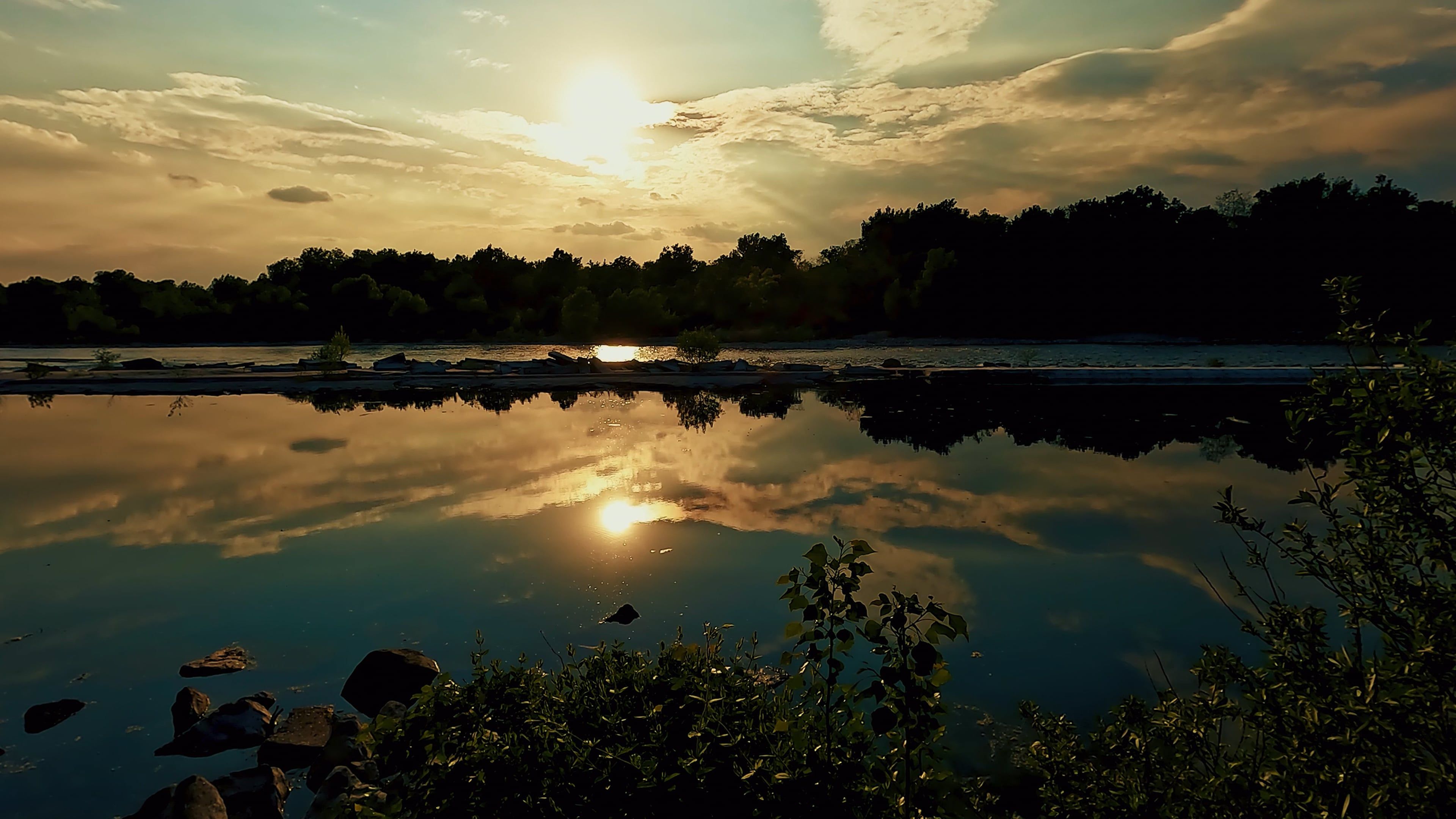 Reflection of the Sun on the Lake Free Stock Video Footage, Royalty ...
