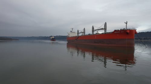 Cargo Ships on the Columbia River