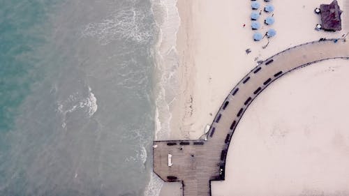 Drone Footage of a Pier on Shore