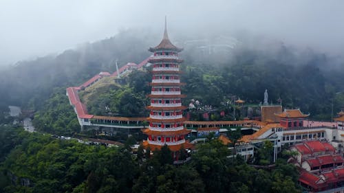 Drone Video of the Chin Swee Caves Temple in Genting Highlands, Malaysia 