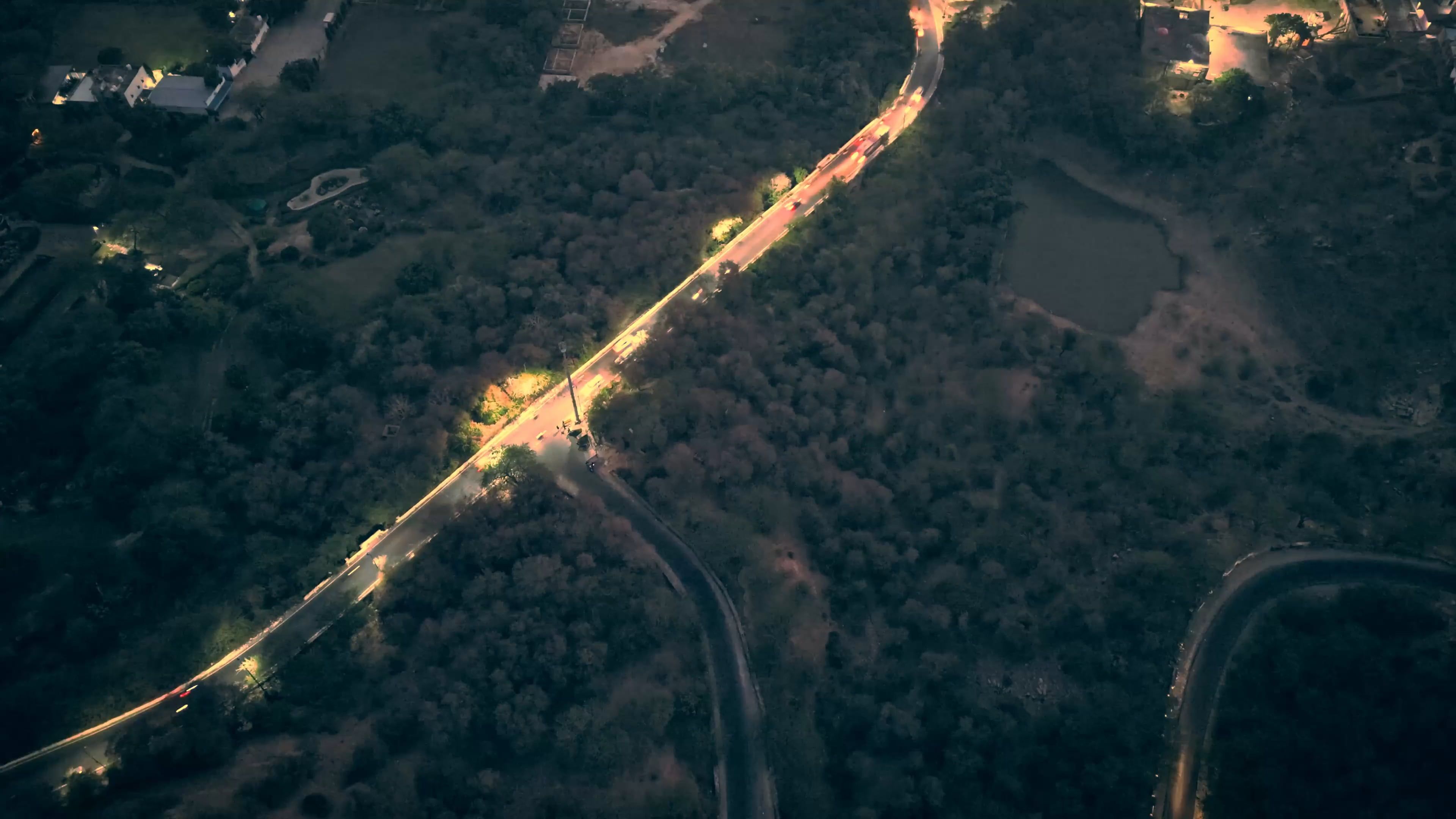 A Drone Footage of Moving Cars on the Road at Night Free Stock Video ...