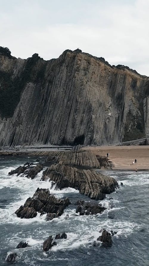 An Aerial Footage of Zumaia Beach