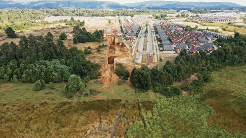 Aerial View of a New Housing Development