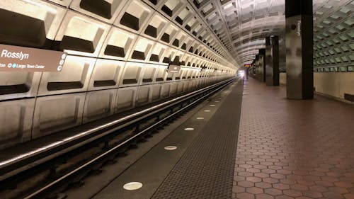 A Subway Train Arriving At The Station