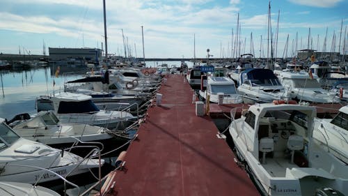 Drone Video of Boats at Puerto Arenys de Mar, Spain