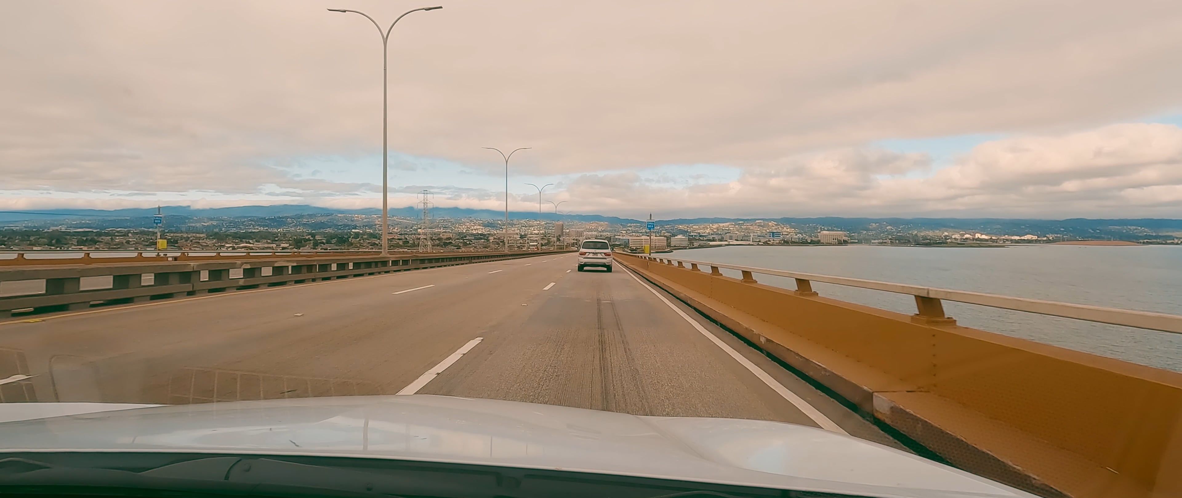 Point of View of a Car Driving along a Highway by the Sea Free Stock ...