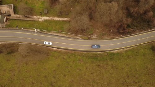 Top View of Vehicles on a Road 